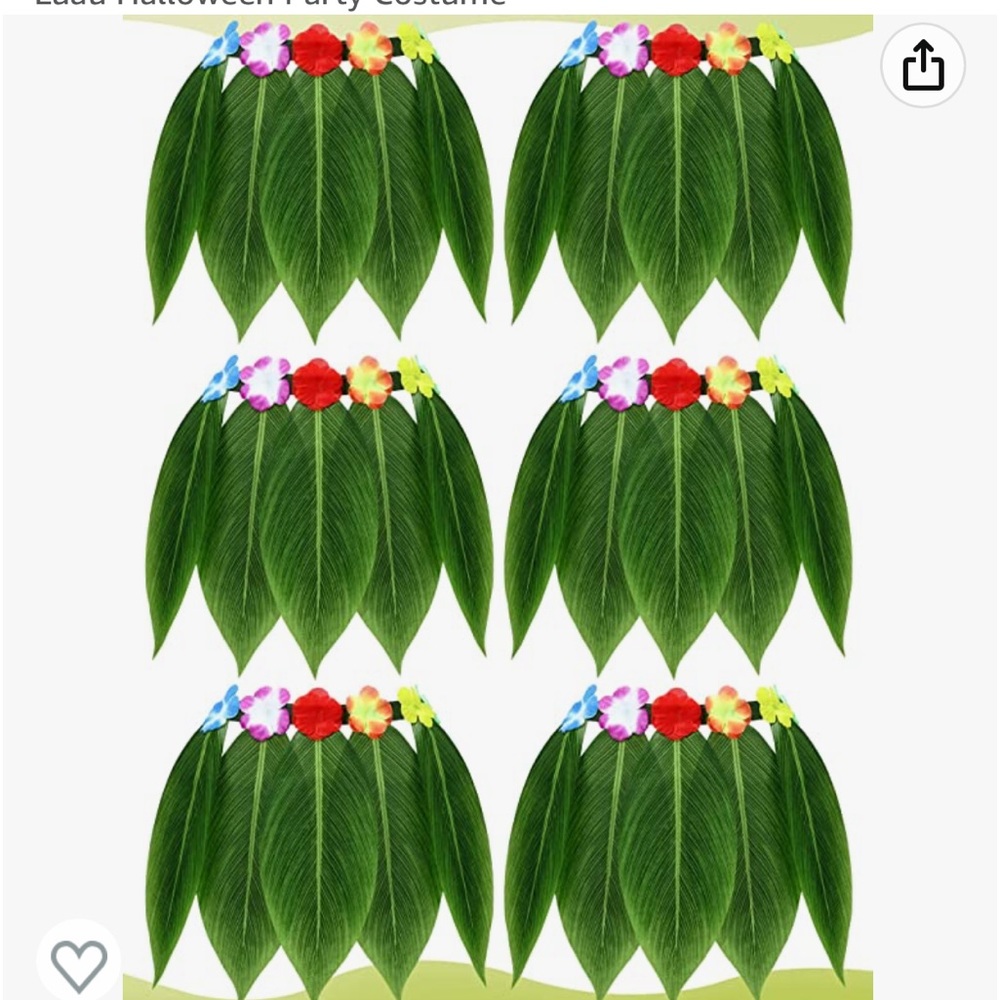 Brand new in package. the package comes with 6 leaf hula skirts.